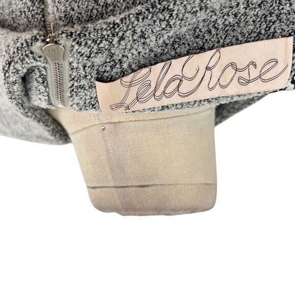 Lela Rose Boucle Short Sleeve Top Blouse Zip Back Wool Blend Gray Size 6 - Picture 10 of 12